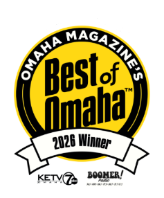 Omaha Magazine's Best of Omaha 2026 Winner award badge featuring KETV and Boomer logos.