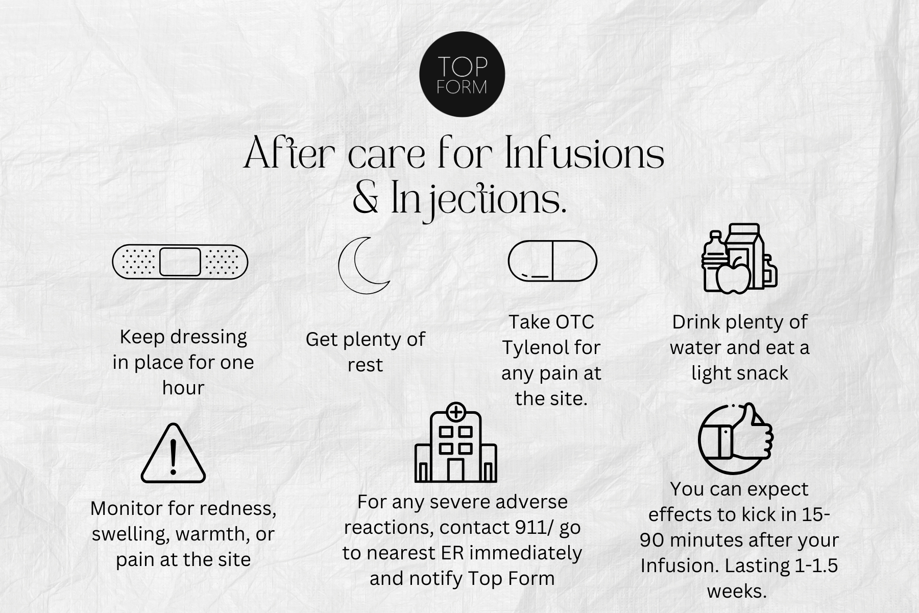 Aftercare instructions for infusion and injection sites