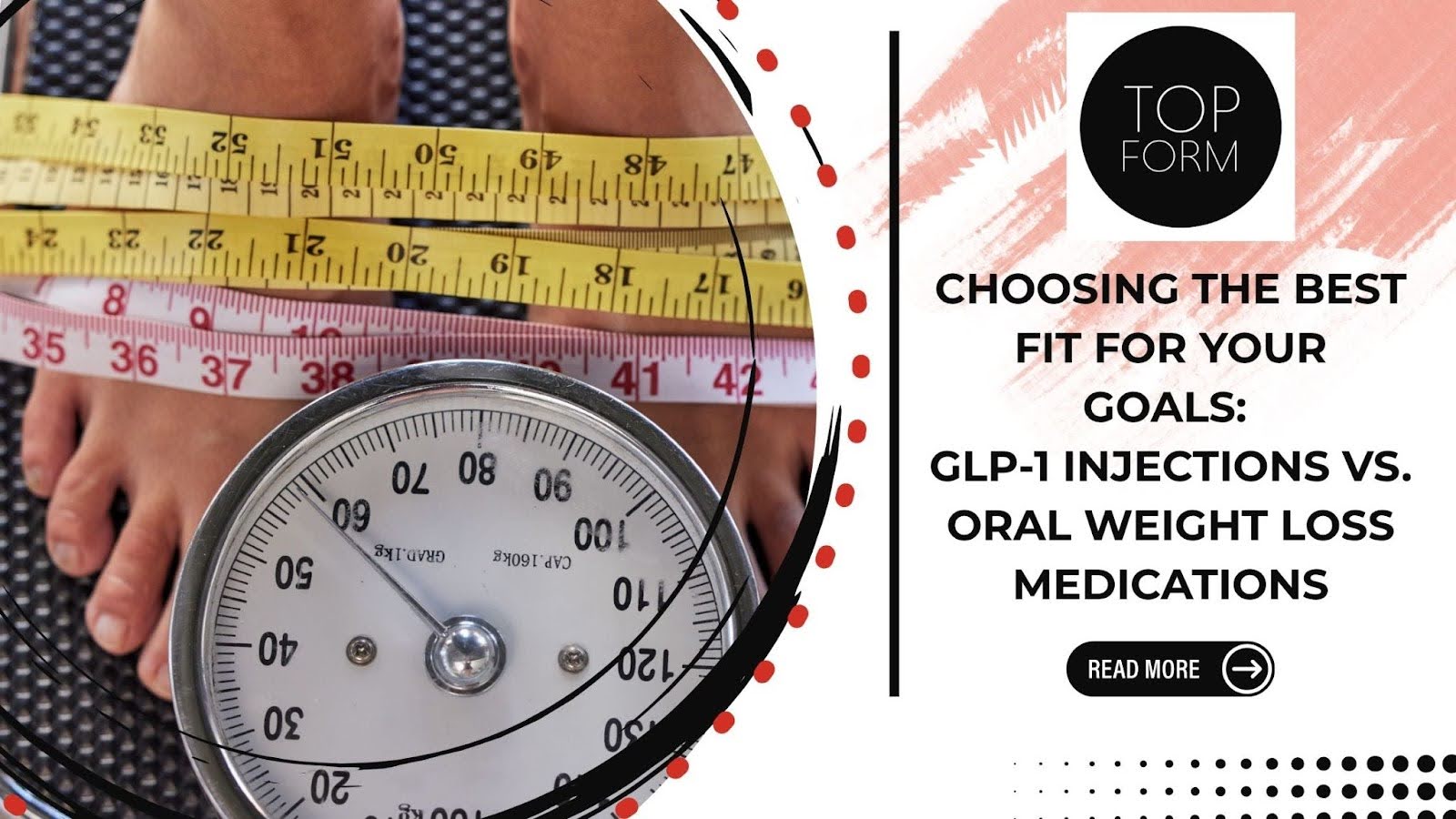 Measuring tape wrapped around waist with a scale in foreground.