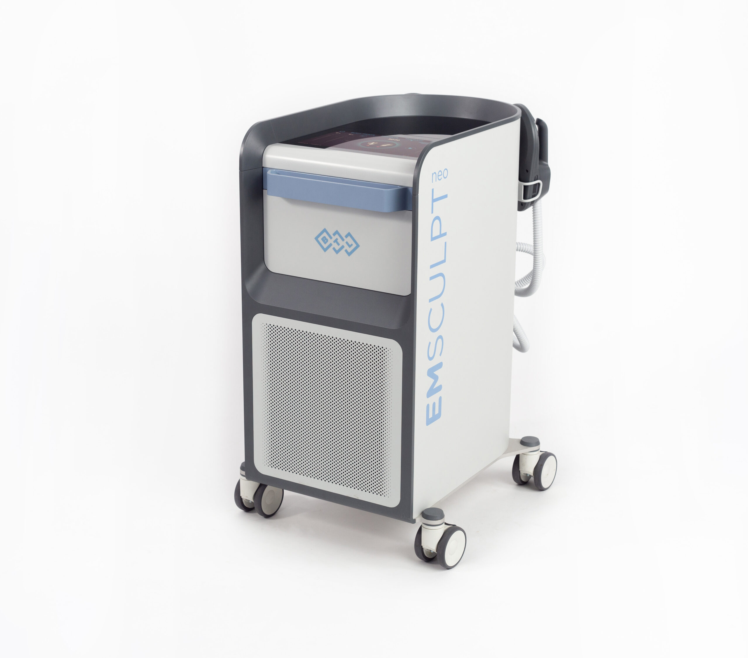 Medical-grade portable hyperbaric oxygen therapy chamber on wheels.