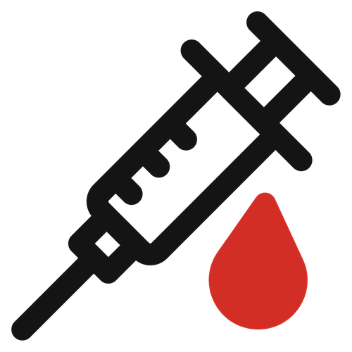 Injection syringe with blood drop illustration