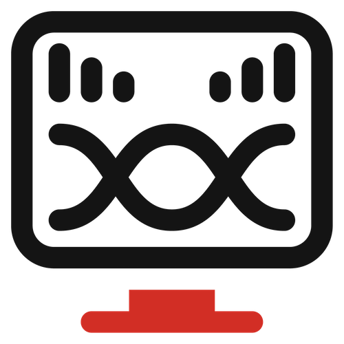DNA sequence icon on a computer monitor display